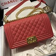 Chanel Medium Boy Bag Classic Gold-tone Metal Grained Leather Peach A67086 25cm - 5