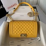 Chanel Medium Boy Bag Classic Gold-tone Metal Grained Leather Mustard Yellow A67086 25cm - 1