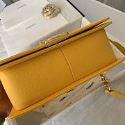 Chanel Medium Boy Bag Classic Gold-tone Metal Grained Leather Mustard Yellow A67086 25cm - 3