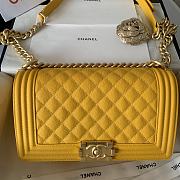Chanel Medium Boy Bag Classic Gold-tone Metal Grained Leather Mustard Yellow A67086 25cm - 6