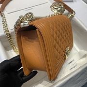 Chanel Medium Boy Bag Classic Gold-tone Metal Grained Leather Tan A67086 25cm - 3