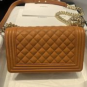 Chanel Medium Boy Bag Classic Gold-tone Metal Grained Leather Tan A67086 25cm - 5