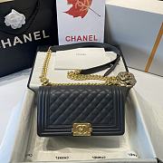 Chanel Medium Boy Bag Classic Gold-tone Metal Grained Leather Dark Gray A67086 25cm - 1