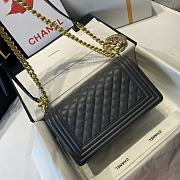 Chanel Medium Boy Bag Classic Gold-tone Metal Grained Leather Dark Gray A67086 25cm - 4