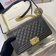 Chanel Medium Boy Bag Classic Gold-tone Metal Grained Leather Dark Gray A67086 25cm - 5