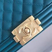 Chanel Medium Boy Bag Classic Gold-tone Metal Grained Leather Teal A67086 25cm - 2