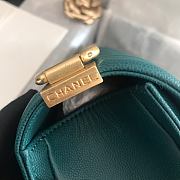 Chanel Medium Boy Bag Classic Gold-tone Metal Grained Leather Teal A67086 25cm - 3