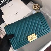 Chanel Medium Boy Bag Classic Gold-tone Metal Grained Leather Teal A67086 25cm - 5
