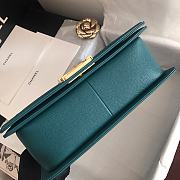 Chanel Medium Boy Bag Classic Gold-tone Metal Grained Leather Teal A67086 25cm - 6