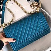Chanel Medium Boy Bag Classic Gold-tone Metal Grained Leather Ocean Blue A67086 25cm - 2