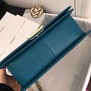 Chanel Medium Boy Bag Classic Gold-tone Metal Grained Leather Ocean Blue A67086 25cm - 3