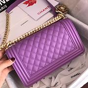Chanel Medium Boy Bag Classic Gold-tone Metal Grained Leather Light Purple A67086 25cm - 2