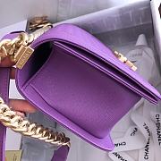 Chanel Medium Boy Bag Classic Gold-tone Metal Grained Leather Light Purple A67086 25cm - 3