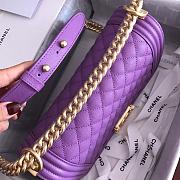 Chanel Medium Boy Bag Classic Gold-tone Metal Grained Leather Light Purple A67086 25cm - 4