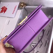 Chanel Medium Boy Bag Classic Gold-tone Metal Grained Leather Light Purple A67086 25cm - 6