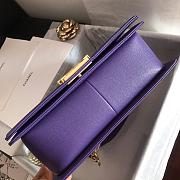 Chanel Medium Boy Bag Classic Gold-tone Metal Grained Leather Purple A67086 25cm - 2