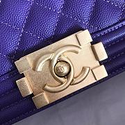 Chanel Medium Boy Bag Classic Gold-tone Metal Grained Leather Purple A67086 25cm - 3