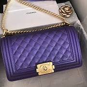 Chanel Medium Boy Bag Classic Gold-tone Metal Grained Leather Purple A67086 25cm - 4