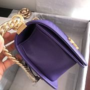Chanel Medium Boy Bag Classic Gold-tone Metal Grained Leather Purple A67086 25cm - 5