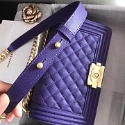 Chanel Medium Boy Bag Classic Gold-tone Metal Grained Leather Purple A67086 25cm - 6