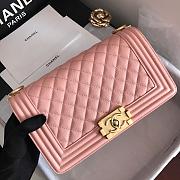 Chanel Medium Boy Bag Classic Gold-tone Metal Grained Leather Pink A67086 25cm - 3