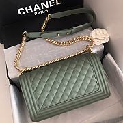 Chanel Medium Boy Bag Classic Gold-tone Metal Grained Leather Green A67086 25cm - 2