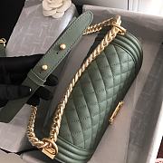 Chanel Medium Boy Bag Classic Gold-tone Metal Grained Leather Green A67086 25cm - 4