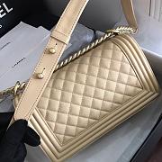 Chanel Medium Boy Bag Classic Gold-tone Metal Grained Leather Light Beige A67086 25cm - 2