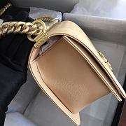 Chanel Medium Boy Bag Classic Gold-tone Metal Grained Leather Light Beige A67086 25cm - 3