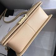 Chanel Medium Boy Bag Classic Gold-tone Metal Grained Leather Light Beige A67086 25cm - 4