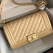 Chanel Medium Boy Bag Classic Gold-tone Metal Grained Leather Light Beige A67086 25cm - 6
