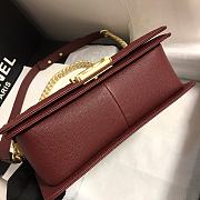Chanel Medium Boy Bag Classic Gold-tone Metal Grained Leather Burgundy A67086 25cm - 2