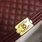 Chanel Medium Boy Bag Classic Gold-tone Metal Grained Leather Burgundy A67086 25cm - 3