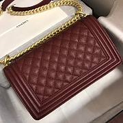 Chanel Medium Boy Bag Classic Gold-tone Metal Grained Leather Burgundy A67086 25cm - 4