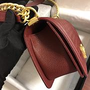 Chanel Medium Boy Bag Classic Gold-tone Metal Grained Leather Burgundy A67086 25cm - 5