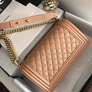 Chanel Medium Boy Bag Classic Gold-tone Metal Grained Leather Beige A67086 25cm - 2