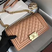 Chanel Medium Boy Bag Classic Gold-tone Metal Grained Leather Beige A67086 25cm - 3