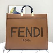 Fendi Large Sunshine Leather Shopper Bag Brown 8BH372 40.5x21.5x35cm - 1