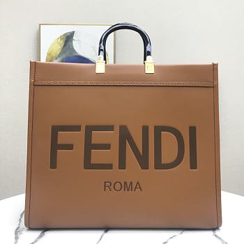 Fendi Large Sunshine Leather Shopper Bag Brown 8BH372 40.5x21.5x35cm