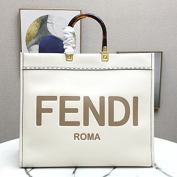 Fendi Large Sunshine Leather Shopper Bag White 8BH372 40.5x21.5x35cm