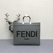 Fendi Large Sunshine Leather Shopper Bag Gray 8BH372 40.5x21.5x35cm - 1