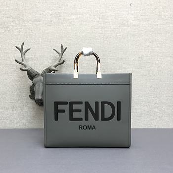 Fendi Large Sunshine Leather Shopper Bag Gray 8BH372 40.5x21.5x35cm