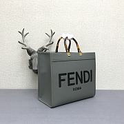 Fendi Large Sunshine Leather Shopper Bag Gray 8BH372 40.5x21.5x35cm - 2