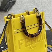 Fendi Mini Sunshine Leather Shopper Bag Yellow 8BS051 13x18x6.5cm - 2