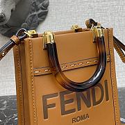 Fendi Mini Sunshine Leather Shopper Bag Brown 8BS051 13x18x6.5cm - 6