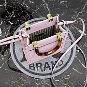 Fendi Mini Sunshine Leather Shopper Bag Pink 8BS051 13x18x6.5cm - 4