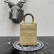 Fendi Mini Sunshine Leather Shopper Bag Light Olive Green 8BS051 13x18x6.5cm - 1