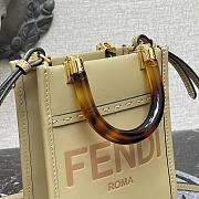 Fendi Mini Sunshine Leather Shopper Bag Light Olive Green 8BS051 13x18x6.5cm - 4