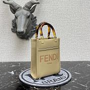 Fendi Mini Sunshine Leather Shopper Bag Light Olive Green 8BS051 13x18x6.5cm - 5