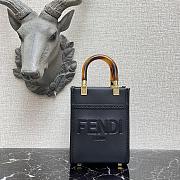 Fendi Mini Sunshine Leather Shopper Bag Black 8BS051 13x18x6.5cm - 1